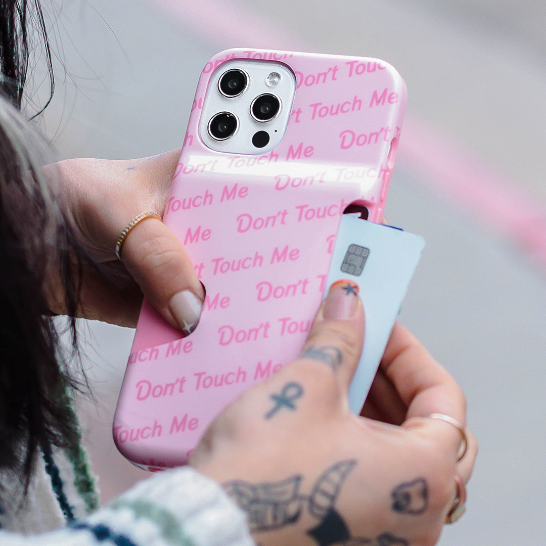 Don't Touch Me iPhone Wallet Case - Slim Protective Cover with Card Holder for iPhone 13/14/15 - Perfect for Travel, Shopping & Everyday Use
