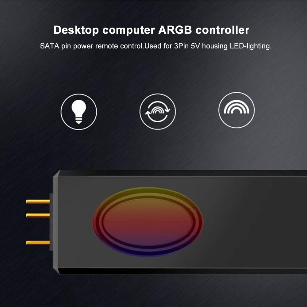 Mini 3-Pin ARGB Fan Controller with RF Remote - for PC RGB Lighting & LED Strips