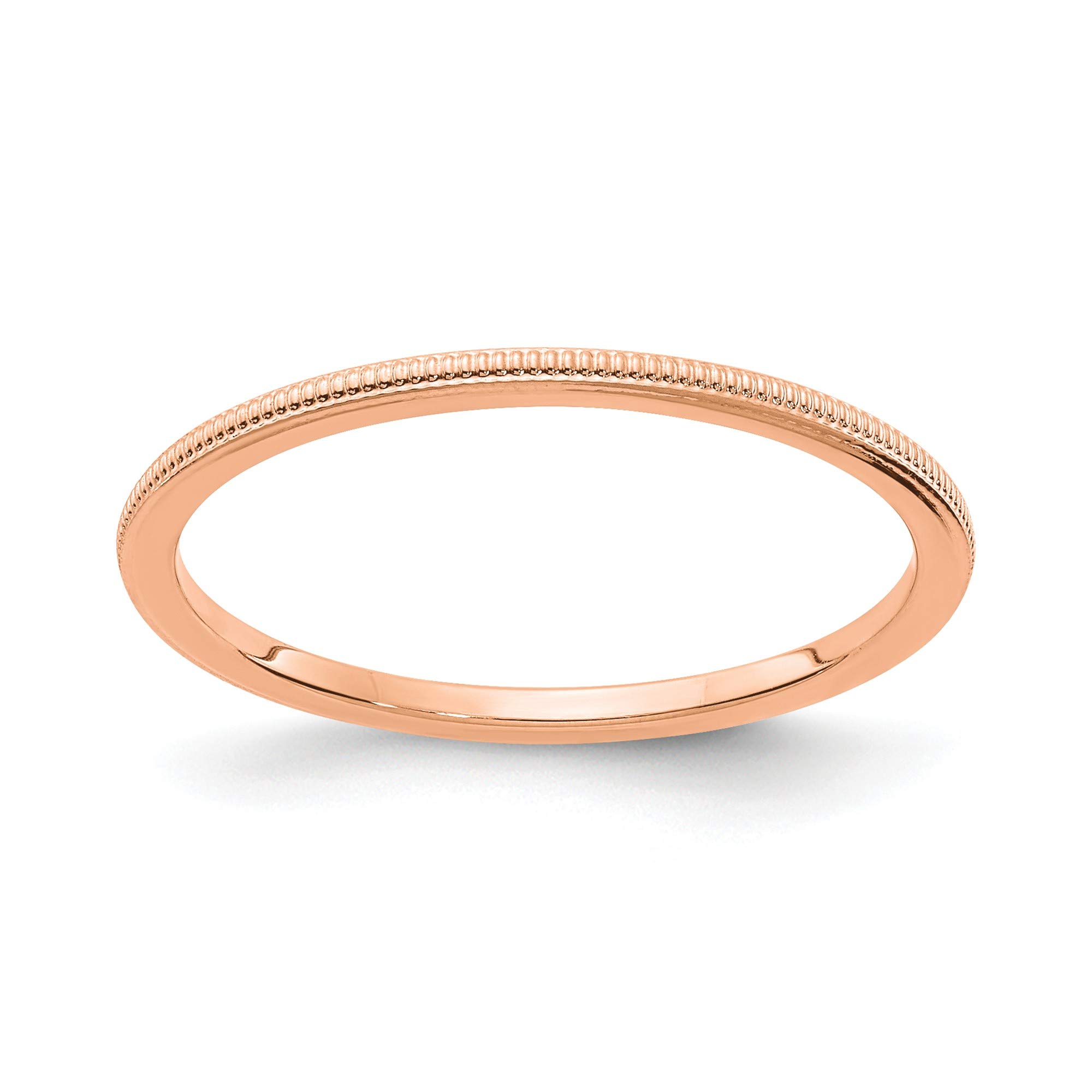 10K Rose Gold 1.2mm Milgrain Stackable Wedding Band Ring - Size 8.5 - Perfect for Stacking, Anniversary Gifts & Everyday Elegance