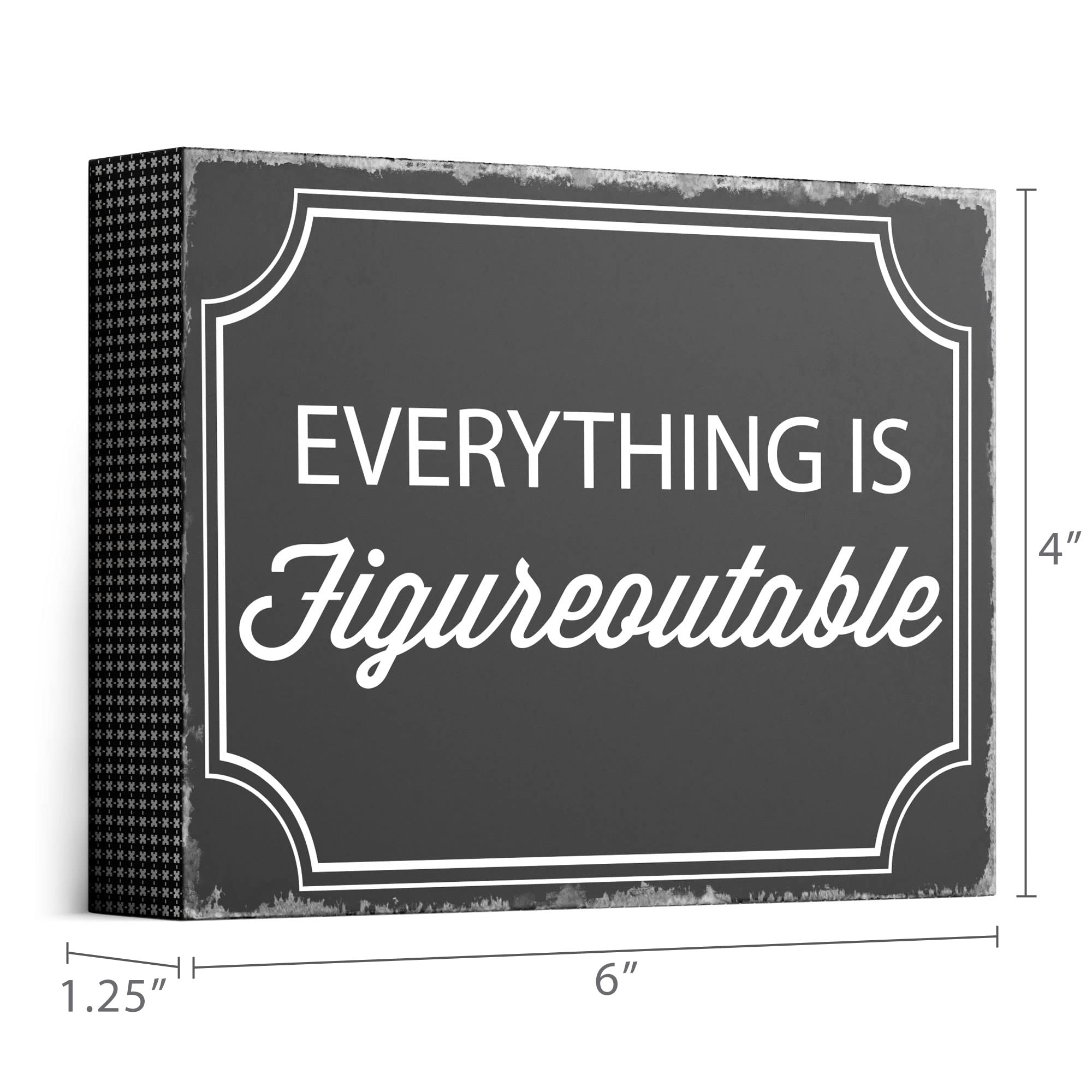 Barnyard Designs Wooden Box Sign - Motivational Office & Home Decor for Women - Inspirational Desk Decor (Figureoutable) - Perfect for Office, Bathroom Shelf & Gift Giving