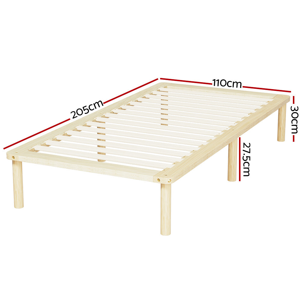 Minimalist King Single Wooden Bed Frame - Solid Pine Wood, Sturdy & Elegant Design for Bedroom, Guest Room, or Dormitory