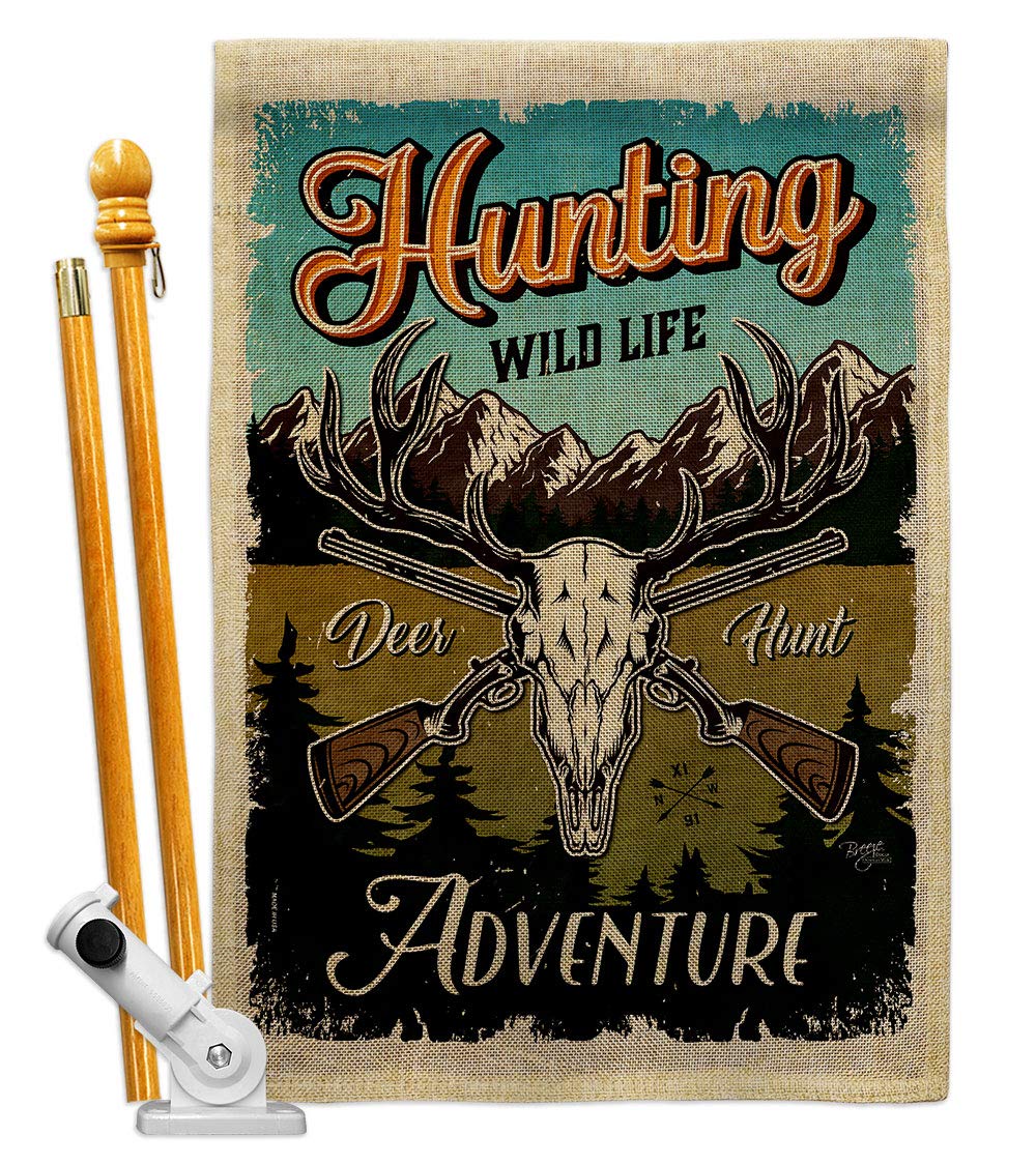 Wildlife Adventure Burlap House Flag Set - Double-Sided Outdoor Decor with Deer, Bear & Wolf Designs - Nature & Farm Animal Banner for Garden, Yard & Patio - Made in USA - Perfect for Country Homes, Cabin Decor & Nature Lovers