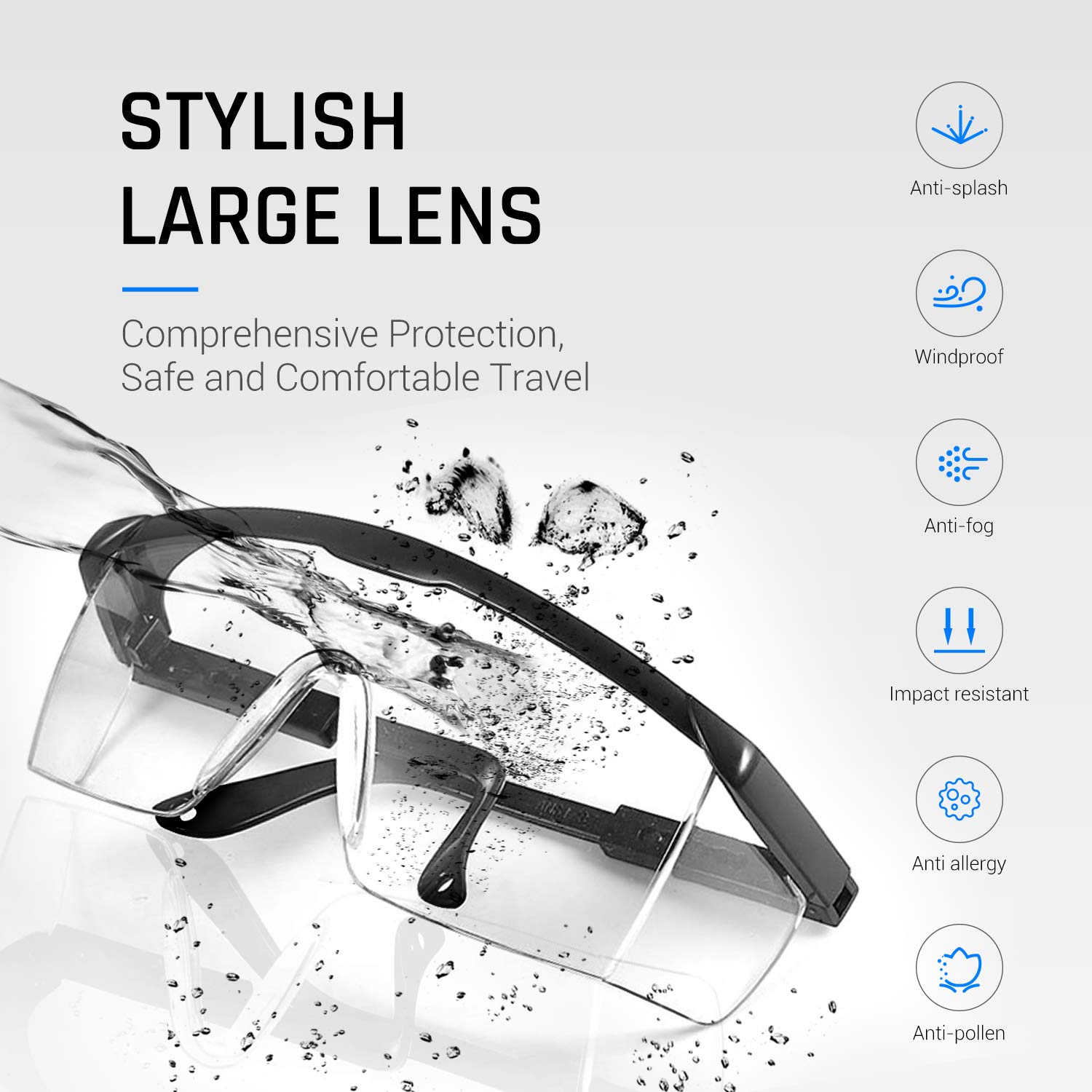 2-Pack Anti-Fog Safety Glasses - Adjustable Protective Eyewear with Clear Lens for Construction, Woodworking & DIY Projects