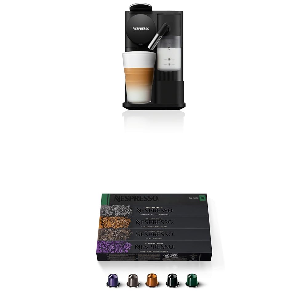 De'Longhi Nespresso Lattissima One Original Espresso Machine with Milk Frother - OriginalLine Capsule Compatible - Includes Ispirazione Variety Pack (10 Count, Pack of 5) Medium & Dark Roast Coffee - Perfect for Home Baristas & Coffee Lovers