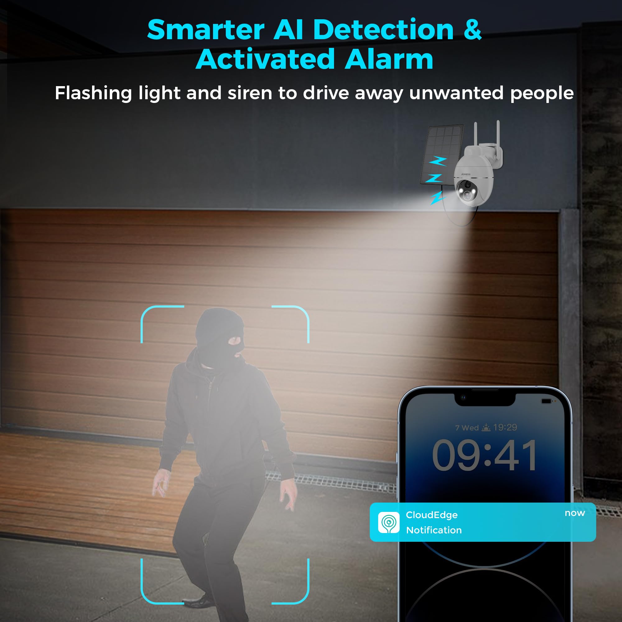 G2 Solar Security Camera Outdoor - 360° Pan/Tilt View, 2-Way Audio, Motion Detection, Alexa/Google Home Compatible - Weatherproof Wireless Surveillance for Home & Business Security - Perfect for Backyard, Garage & Property Monitoring