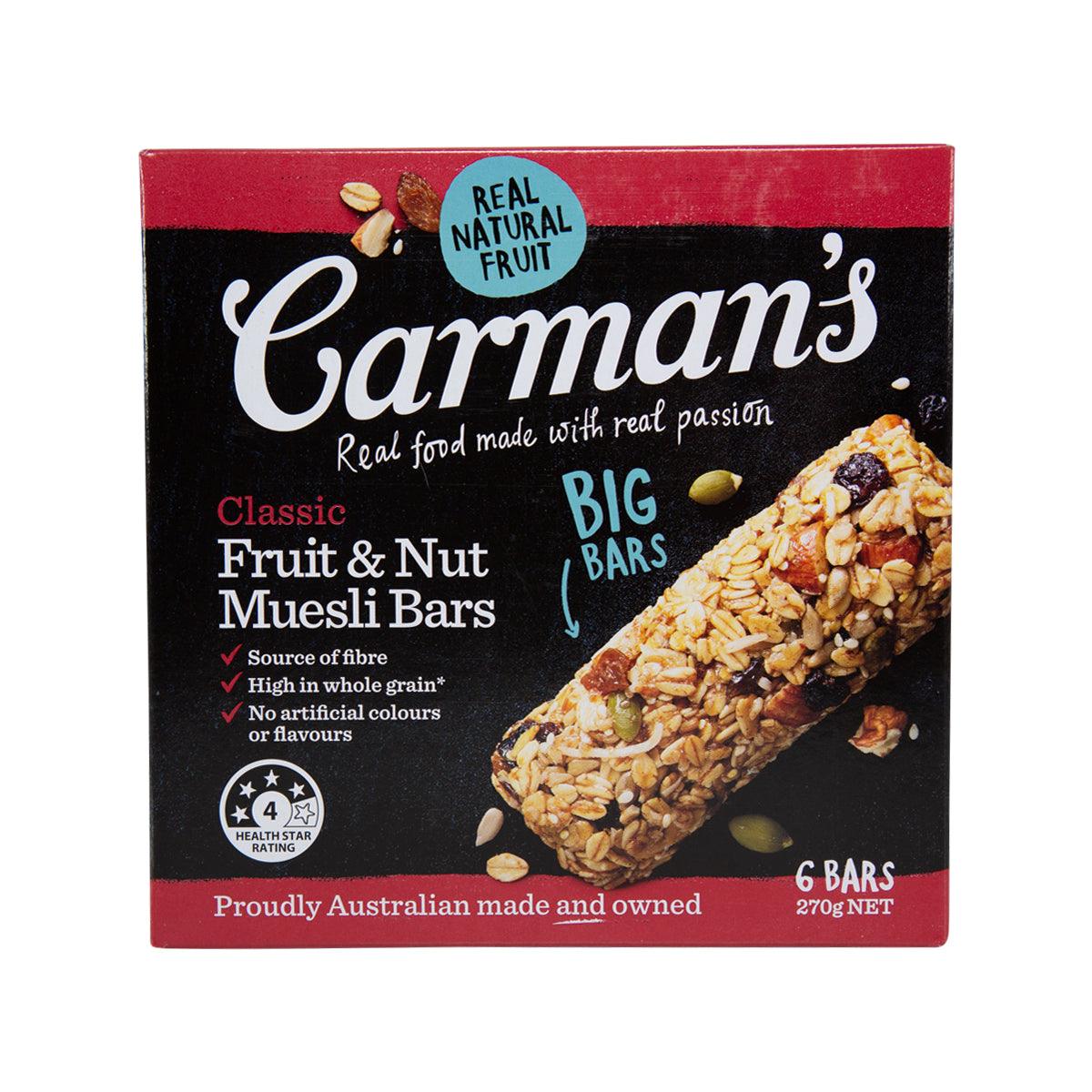 CARMAN'S Classic Fruit & Nut Muesli Bars 270g - Healthy Snack Bars with Whole Grains, Dried Fruits & Nuts - Perfect for Breakfast, Hiking & On-the-Go Energy Boost