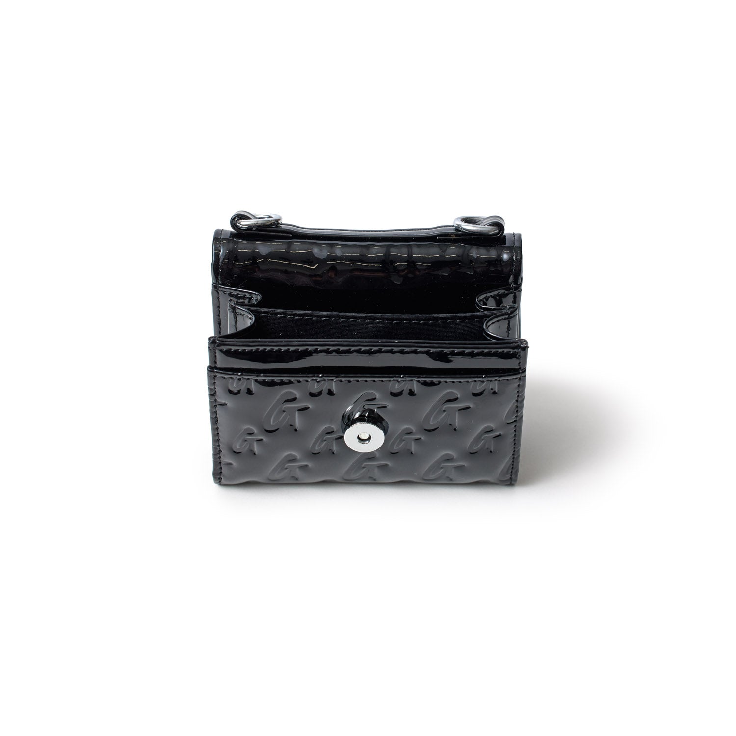 MONOGRAM Silver Compact Wallet on Chain (WOC) - Mirror Black | Stylish Crossbody Bag for Women | Perfect for Evening Events, Parties & Daily Use