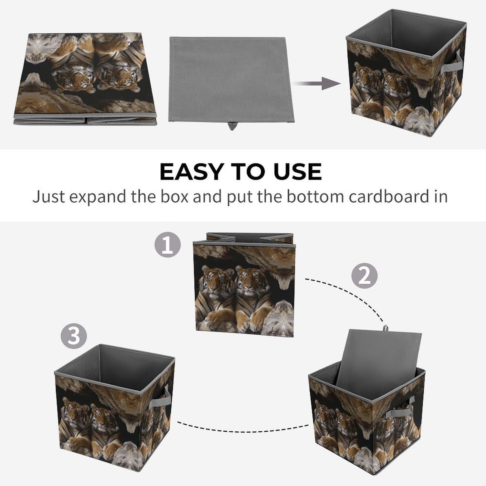 Foldable Storage Cubes with Handles - Closet Organizer Bins for Cabinet, Shelf & Closet Organization | Perfect for Bedroom, Kids Room & Office Storage Solutions