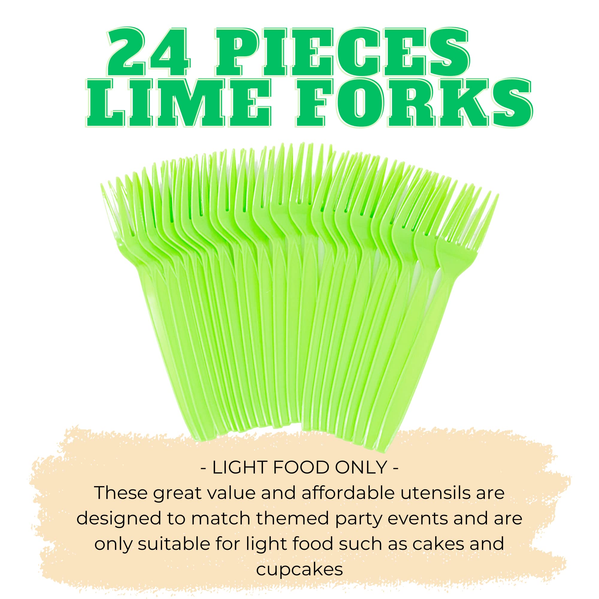 Eco-Friendly Lime Green Plastic Forks (24 Pack) - Disposable Cutlery for Parties, Events & Catering | Lightweight Plastic Utensils for Halloween, Birthdays, Picnics & Office Lunches | Durable Colored Plasticware by Blue Orchards