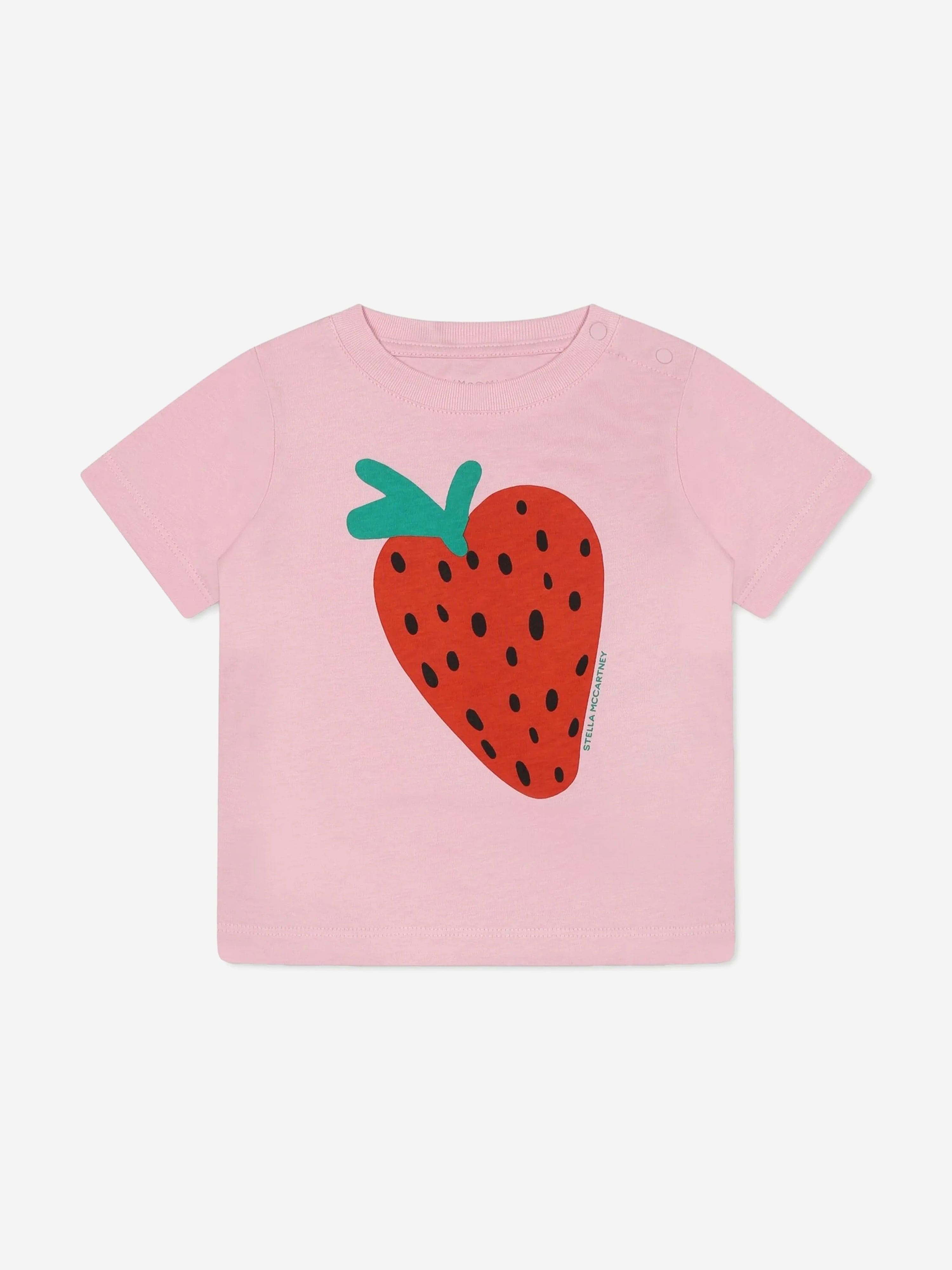 Adorable Baby Girls Strawberry Print Pink T-Shirt - Perfect for Playdates, Parties & Everyday Outfits