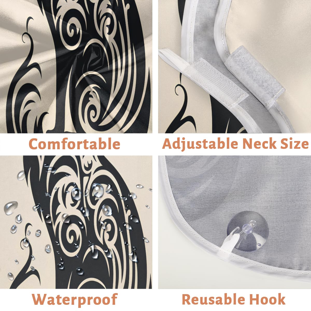 Abstract Animal Fox Beard Shaving Bib for Men & Women - Waterproof Hair Dye Apron, Barber Cape for Haircut & Makeup - Sink Hair Catcher for Beard Trimming & Grooming (Perfect Gift for Barbers & Stylists) - Use for Salon, Home Haircuts & DIY Grooming Sessions