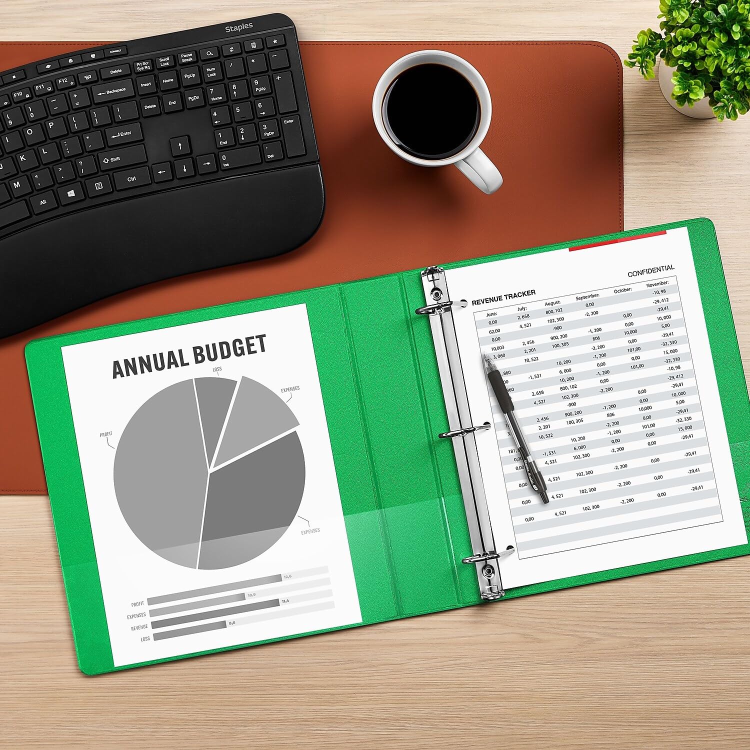 Staples Standard 1.5 Inch 3-Ring View Binder - Green | Durable School & Office Supplies for Organizing Documents, Reports & Presentations