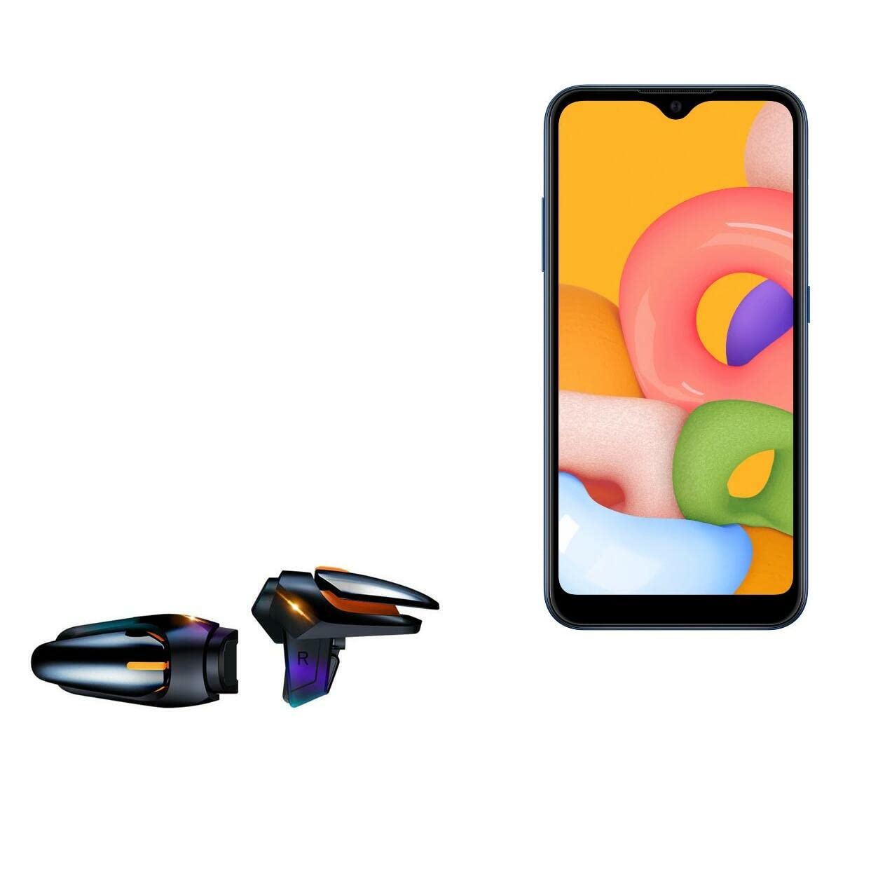 BoxWave Gaming Gear for Samsung Galaxy A02 - Touchscreen QuickTrigger Auto, Trigger Buttons with Autofire for Mobile FPS Games (Jet Black) - Perfect for PUBG, Call of Duty Mobile & Fortnite Gaming
