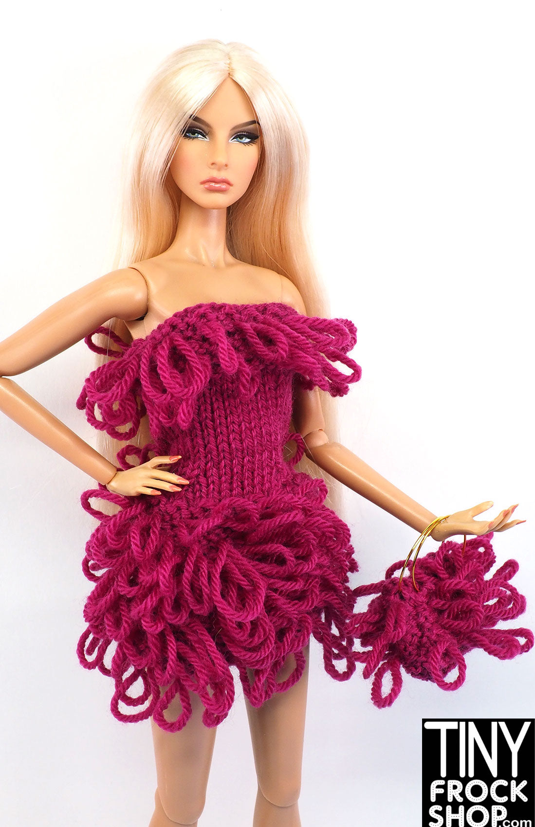 12 Fashion Doll Natalie Dress with Bag by Knits4Dolls - Outfit for 18