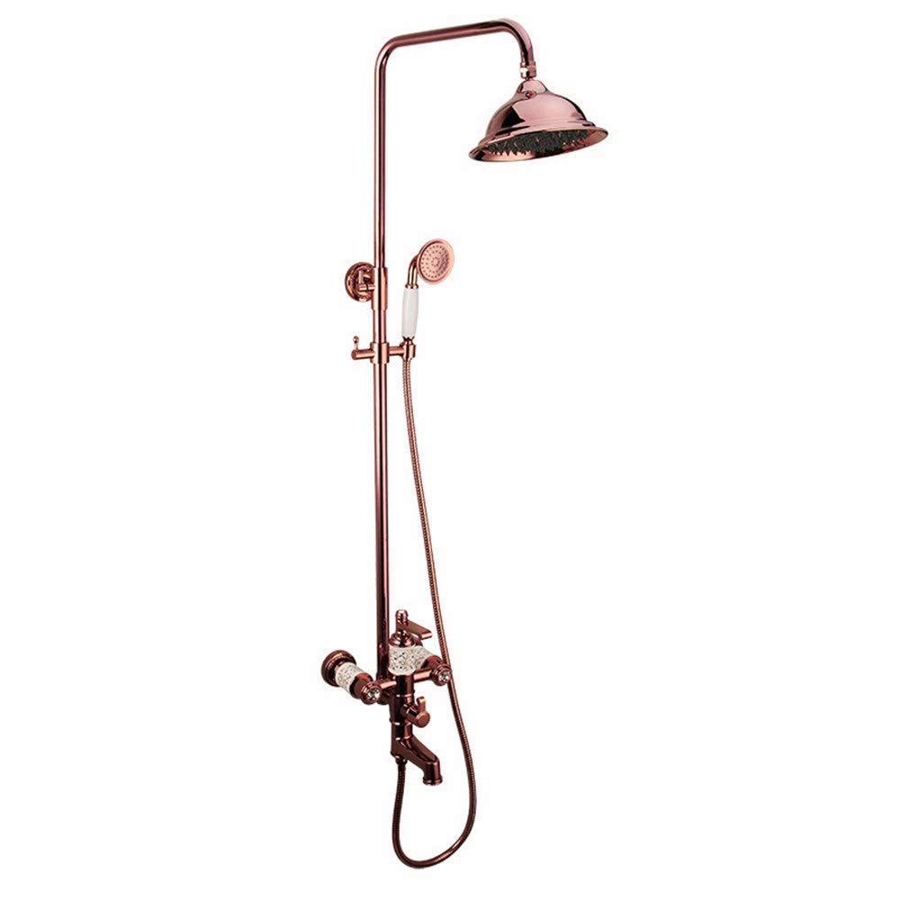 Vintage Antique Brass Shower Faucet Set - Wall Mounted Thermostatic Shower System for Bathtub - Perfect for Classic Bathroom Renovation & Spa-Like Shower Experience