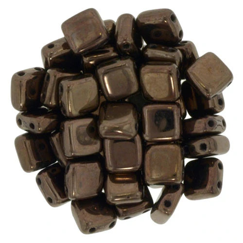 6mm Czech Tile Beads - Dark Bronze (25/Strand) | High-Quality Jewelry Making Supplies for DIY Bracelets, Necklaces & Craft Projects