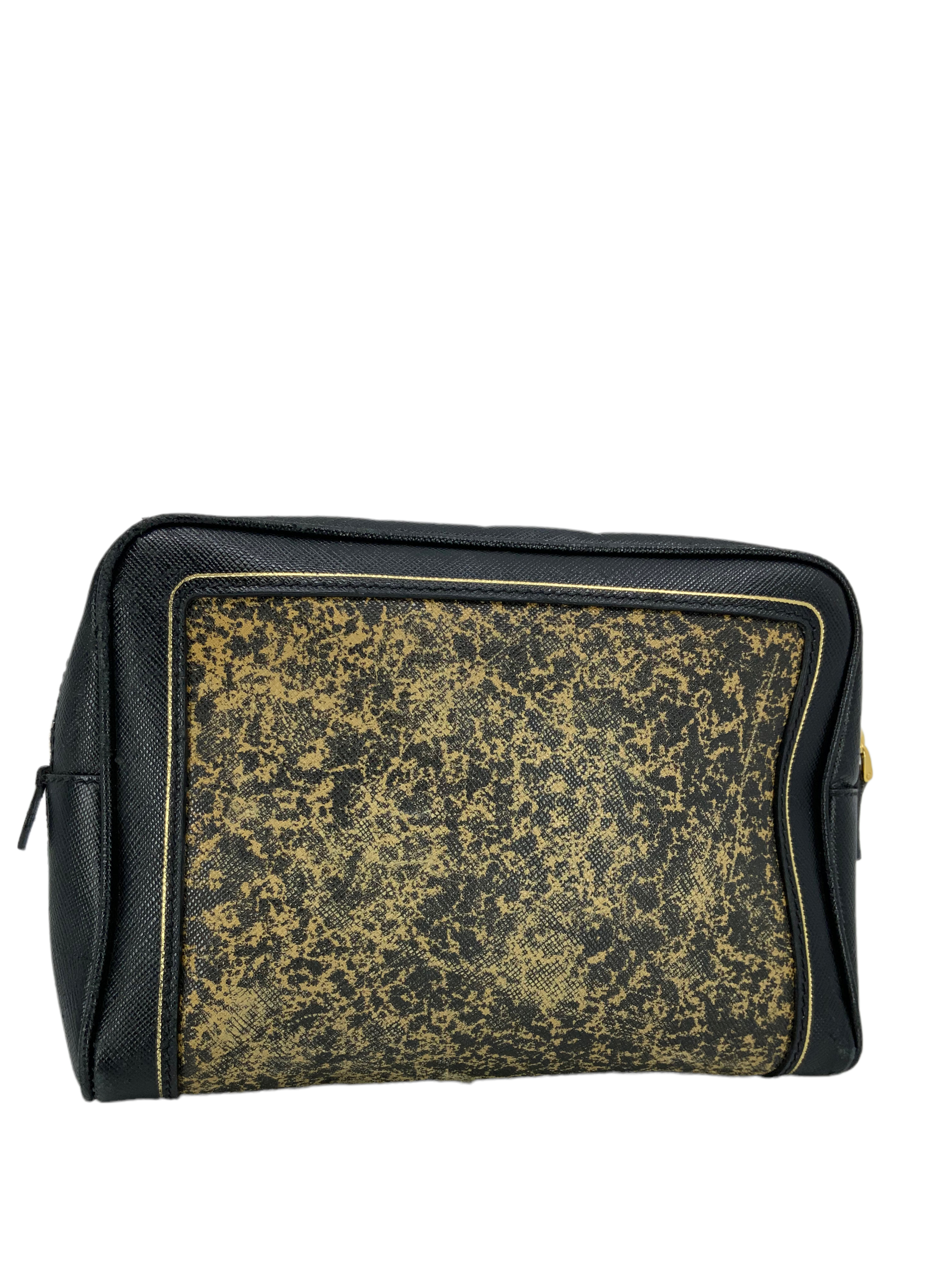 PRADA Saffiano Leather Toiletry Case for Men & Women - Luxury Travel Cosmetic Bag, Makeup Organizer (Perfect for Airplane Carry-on, Gym Essentials, Business Trips)