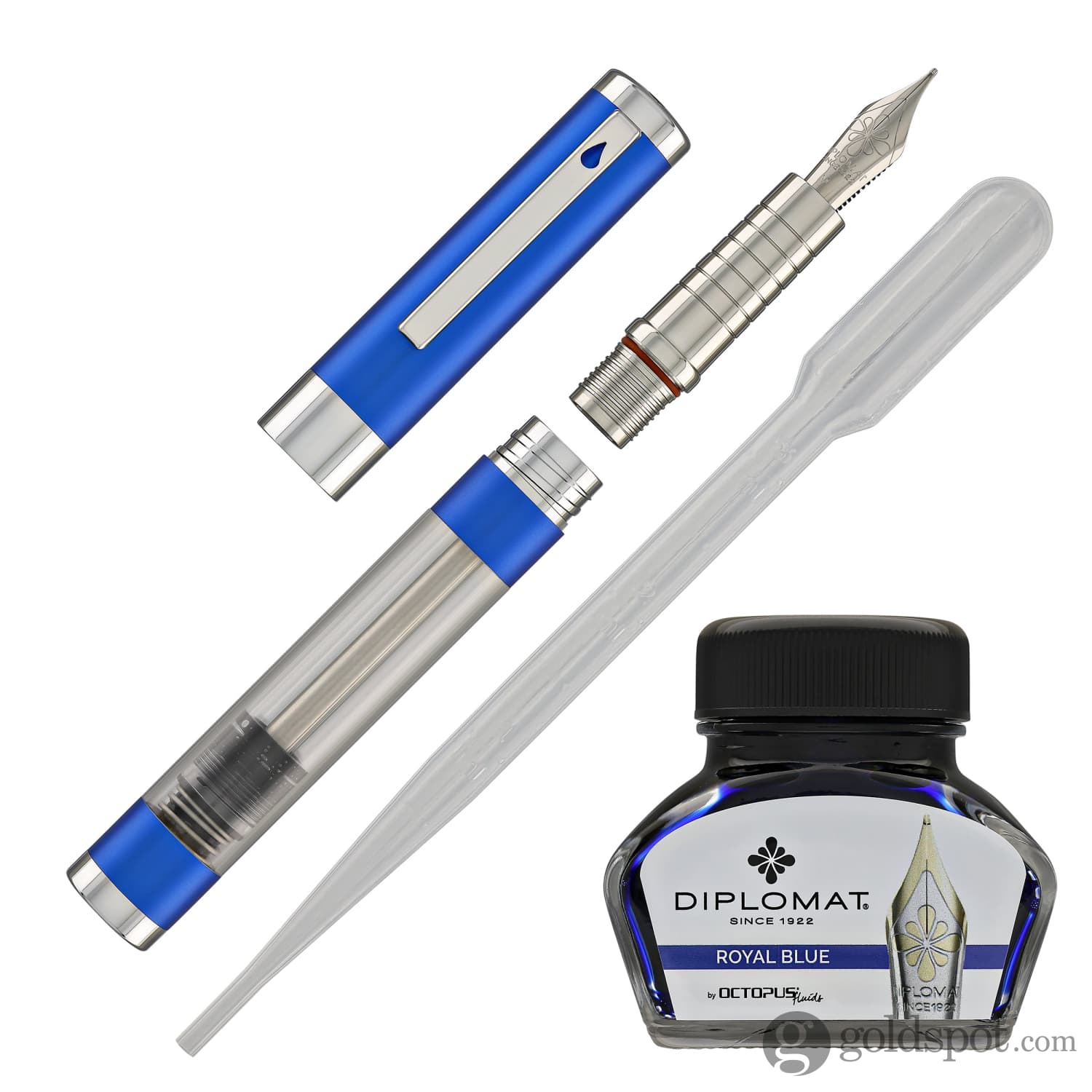 Diplomat Nexus Blue & Chrome Fountain Pen - Premium Writing Instrument for Calligraphy, Journaling & Office Use