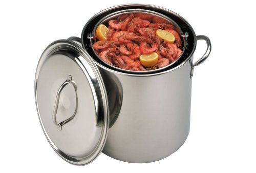 King Kooker KK32S 32-Quart Stainless Steel Boiling Pot with Lid - Heavy Duty Outdoor Cooking Pot for Seafood, Crawfish, Lobster, Crab, and Clambakes - Perfect for Backyard Parties, Camping, and Large Gatherings