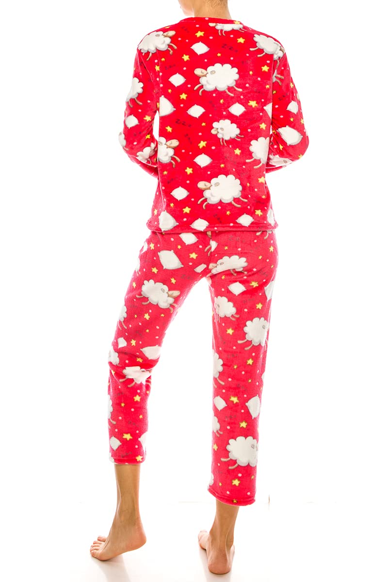 LA12ST Women's Fleece Pajama Set - Soft Winter Sleepwear Pullover for Cold Nights | Cozy Loungewear for Home, Sleepovers & Winter Relaxation