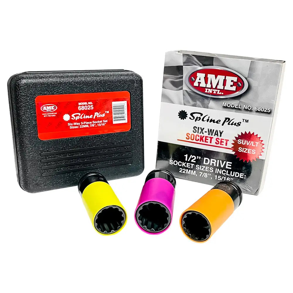 AME 68025 1/2 Inch Drive Damaged Nut Remover Socket Set - 22mm, 7/8, 15/16 - Ideal for Automotive Repairs & Stubborn Bolt Removal