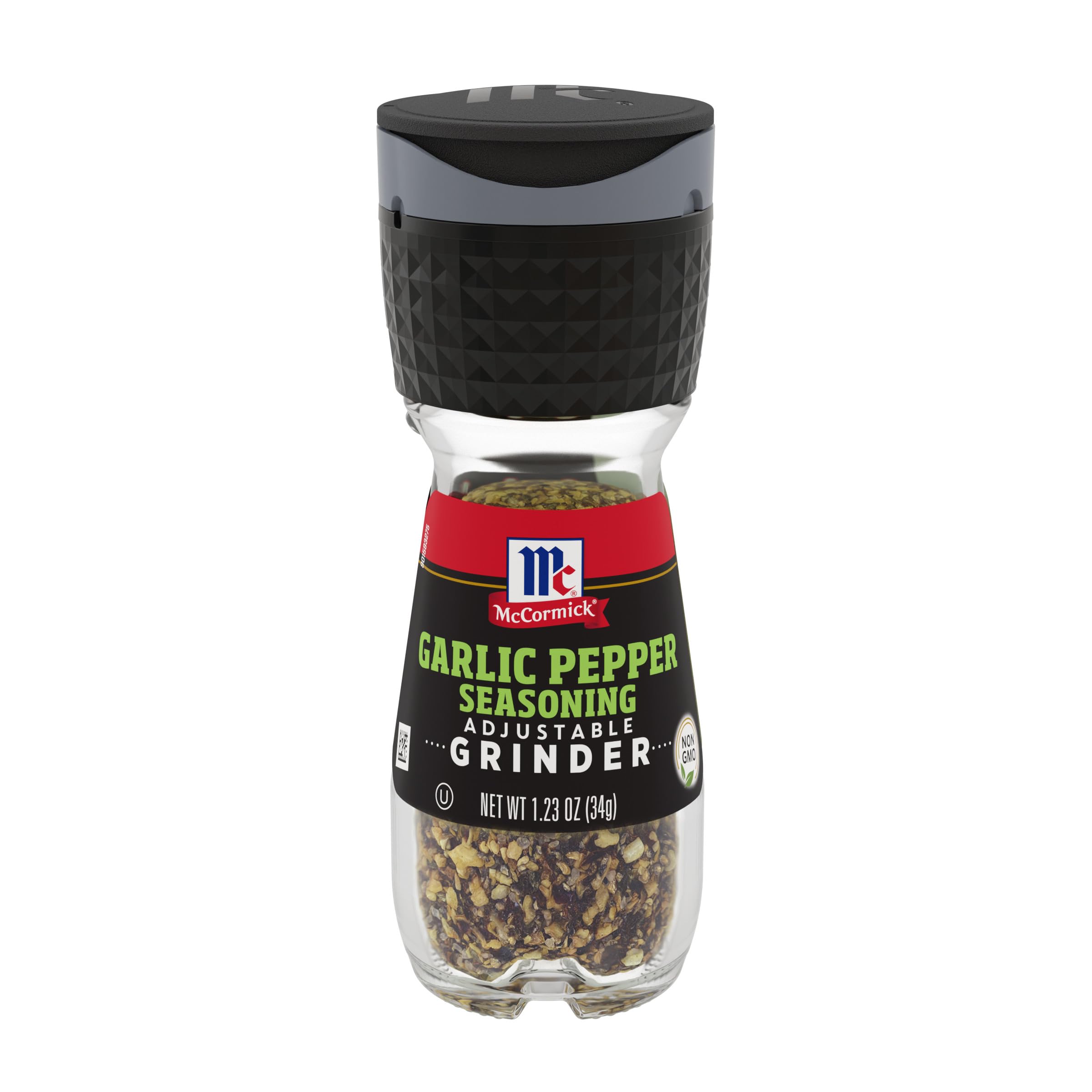 McCormick Garlic Pepper Seasoning Grinder, 1.23 oz | All-Purpose Spice Blend for Meat, Poultry, Seafood & Vegetables | Perfect for Grilling, Roasting & Everyday Cooking