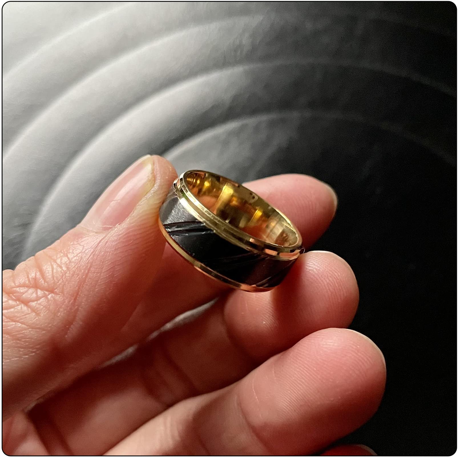 Stylish Black Gold Stainless Steel Band Ring for Men & Women - Perfect for Weddings, Anniversaries, and Everyday Fashion Accessories