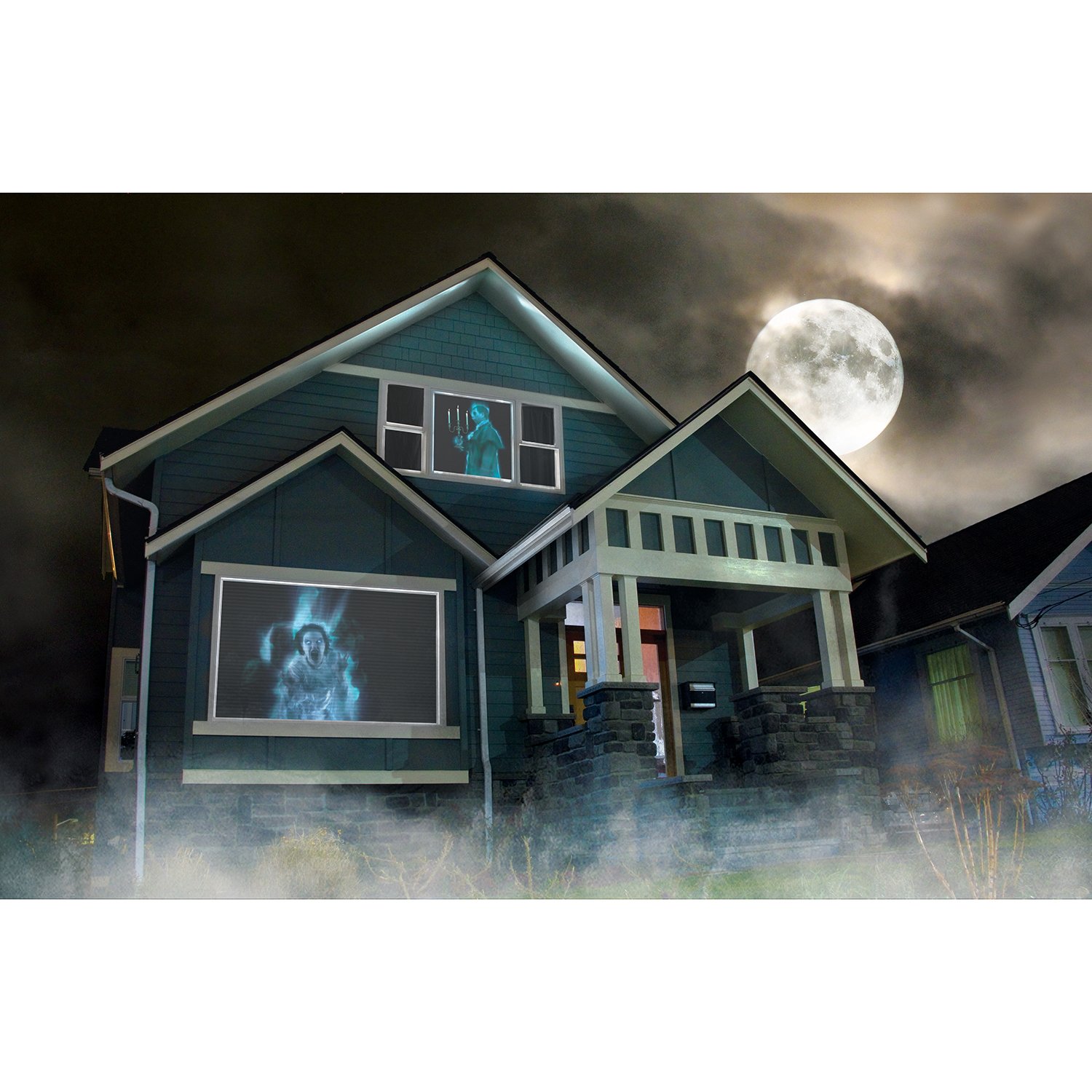 AtmosFear FX Ghostly Apparitions & Bone Chillers DVD with Reaper Brothers HD Rear Projection Screen - Halloween Window Projection Kit for Spooky Home Decor & Virtual Haunted House Effects