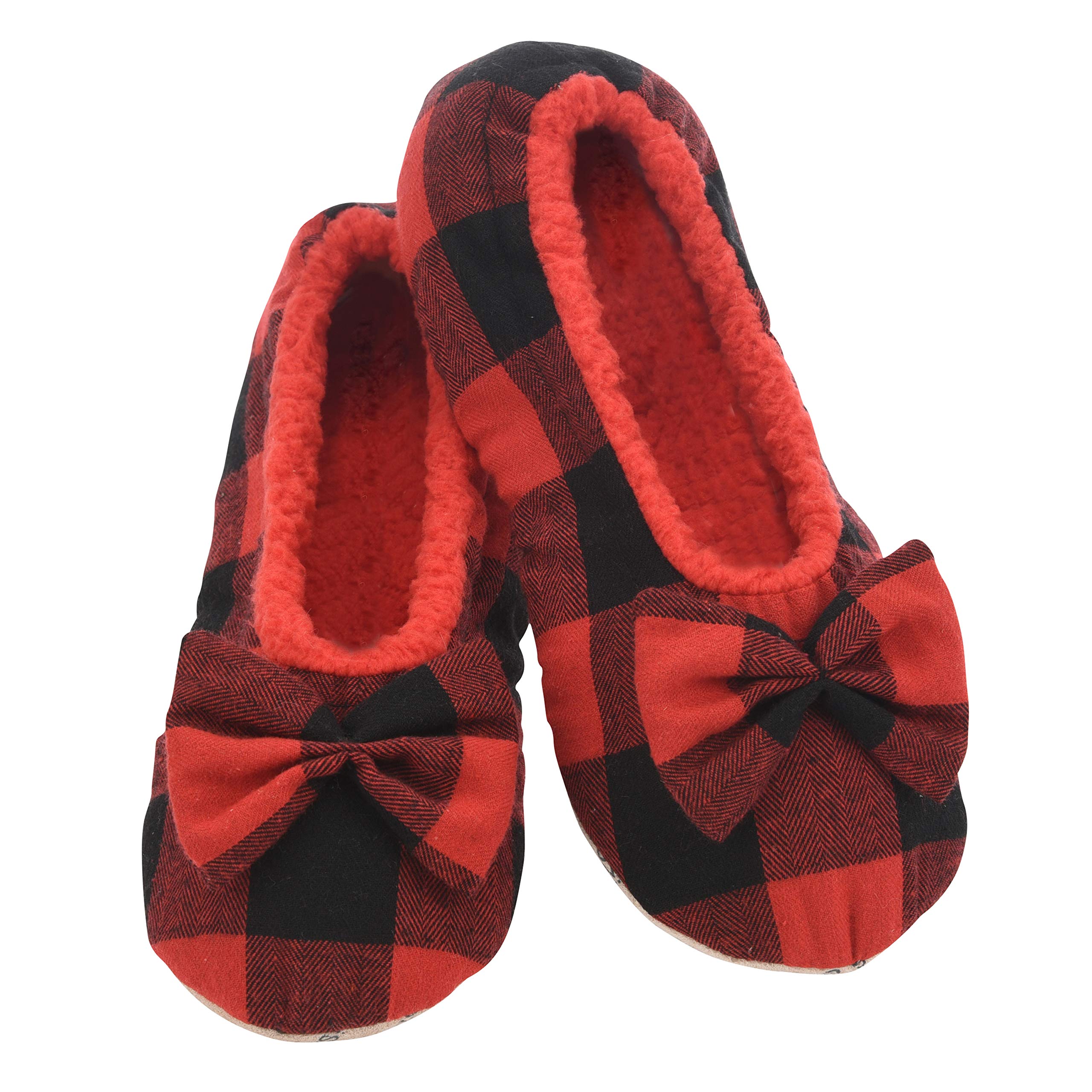 Cozy Women's Slippers - Buffalo Plaid Fuzzy House Slippers for Women | Soft & Lightweight Indoor Ballerina Slippers | Perfect for Home, Lounge & Winter Comfort