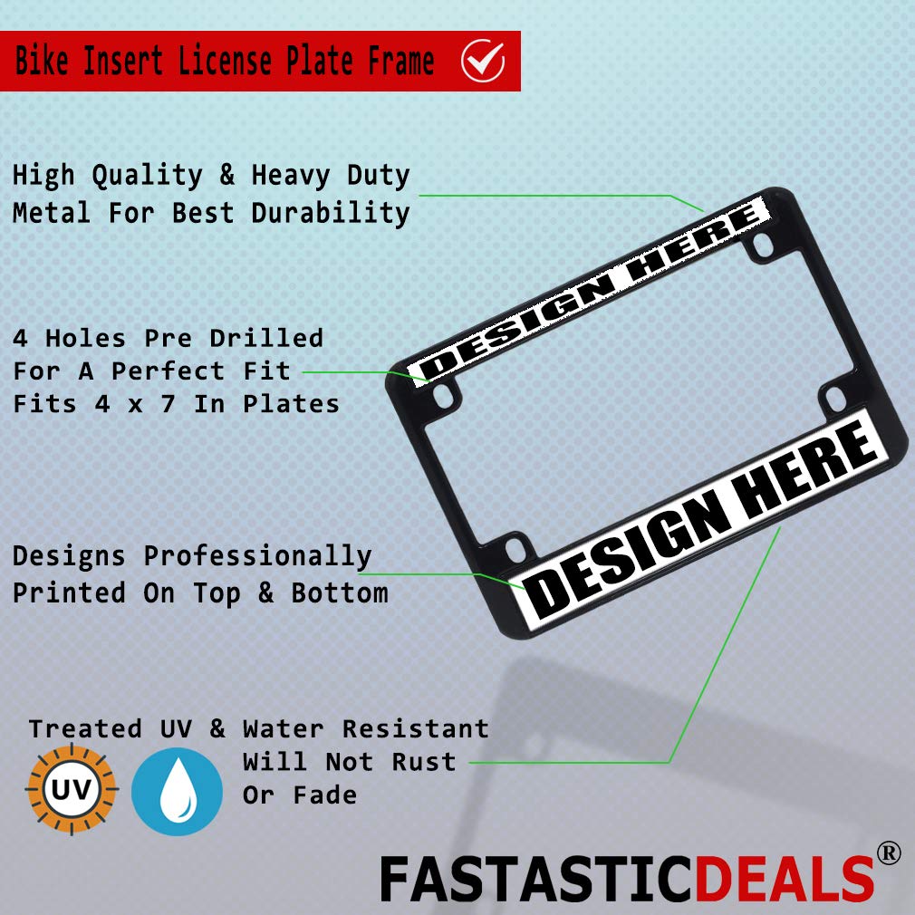 Premium Metal Insert Bike License Plate Frame - Durable Weatherproof Motorcycle Accessory with 4-Hole Solid Insert (Black) - Perfect for Harley, Cruiser & Touring Bikes