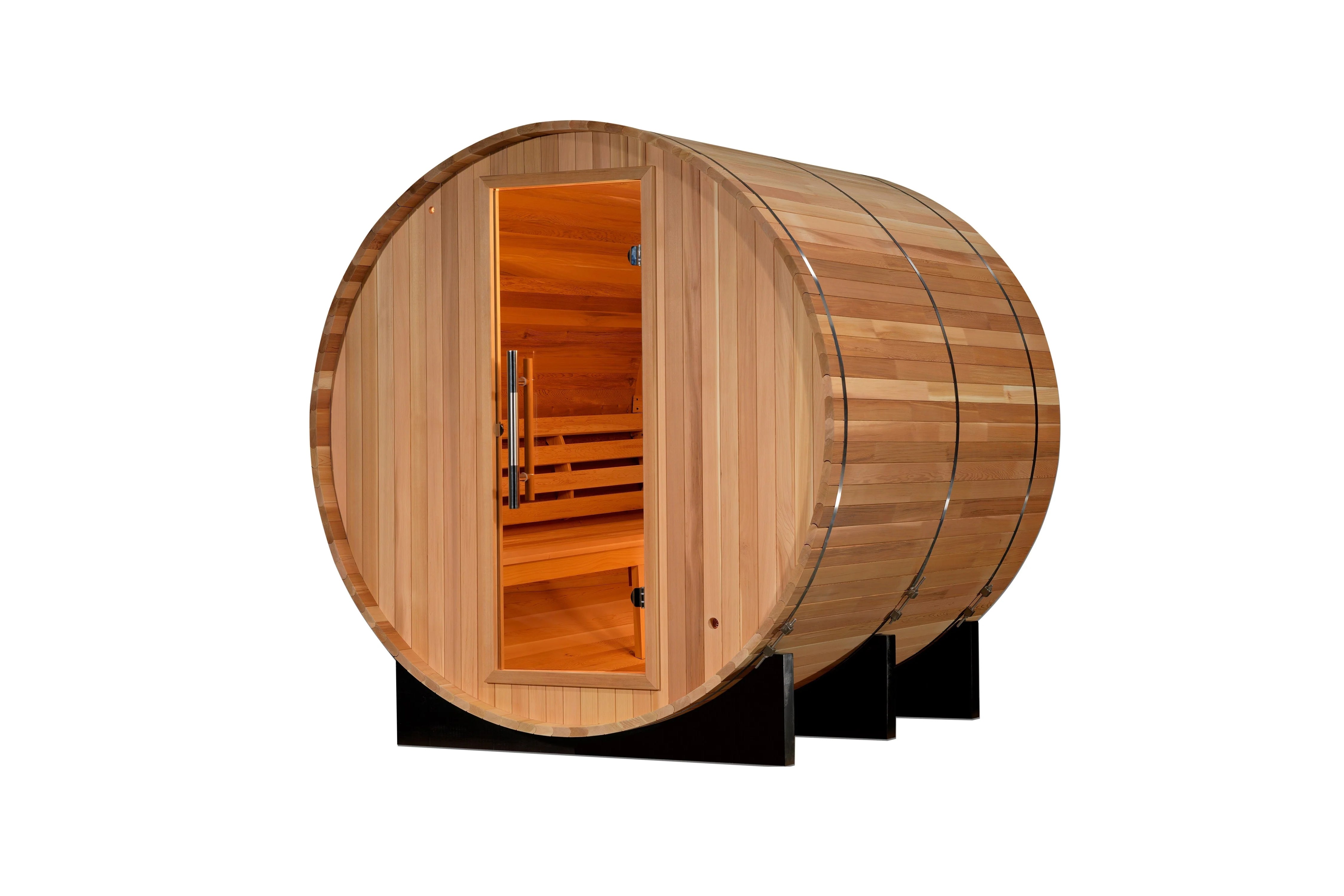 Golden Designs Uppsala 4-Person Barrel Sauna - Traditional Steam Sauna for Home Relaxation & Detox - Perfect for Backyard, Spa & Wellness Retreats