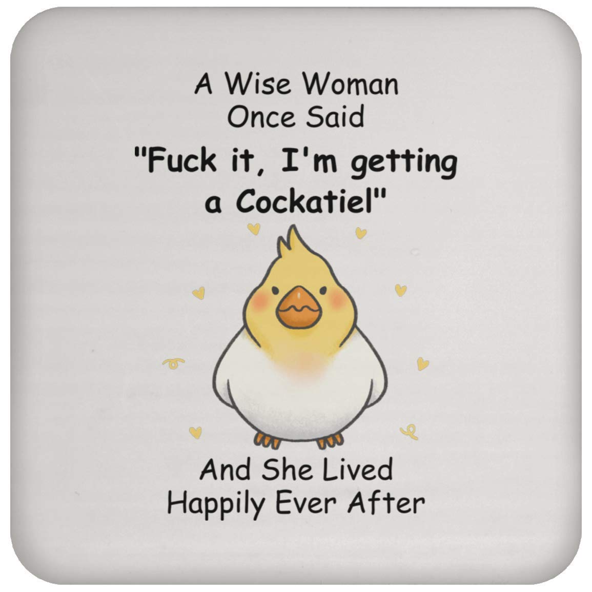 Funny Cockatiel Bird Gifts for Women - Unique Christmas 2023 Present - Cute Parrot Coaster Set for Coffee & Tea Cups - Perfect for Home, Office & Bird Lovers Decor