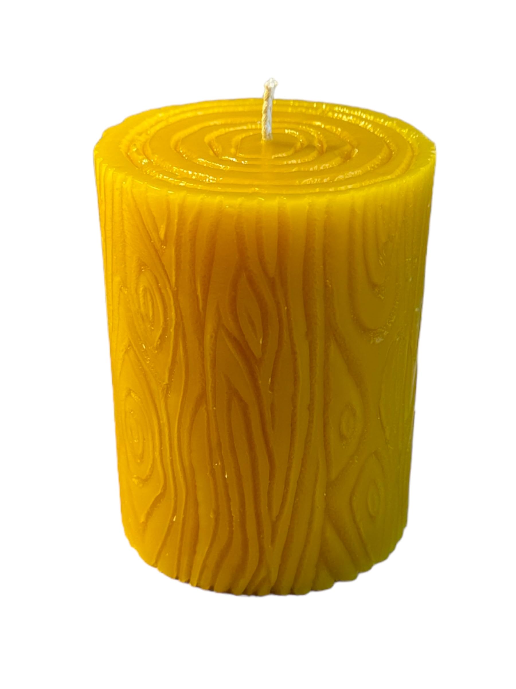 Natural Wood Grain Beeswax Pillar Candle | Pure Handmade Beeswax Candle for Farmhouse & Rustic Decor | Woodsy Scented Candle for Fall & Winter | Perfect Nature Lover Gift for Home, Wedding, Spa & Meditation