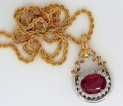 12.62CT GIA Certified Natural Rubellite Pink Tourmaline Diamond Pendant in 18K Gold - Rare Gemstone Jewelry for Women, Perfect for Weddings, Anniversaries & Special Occasions