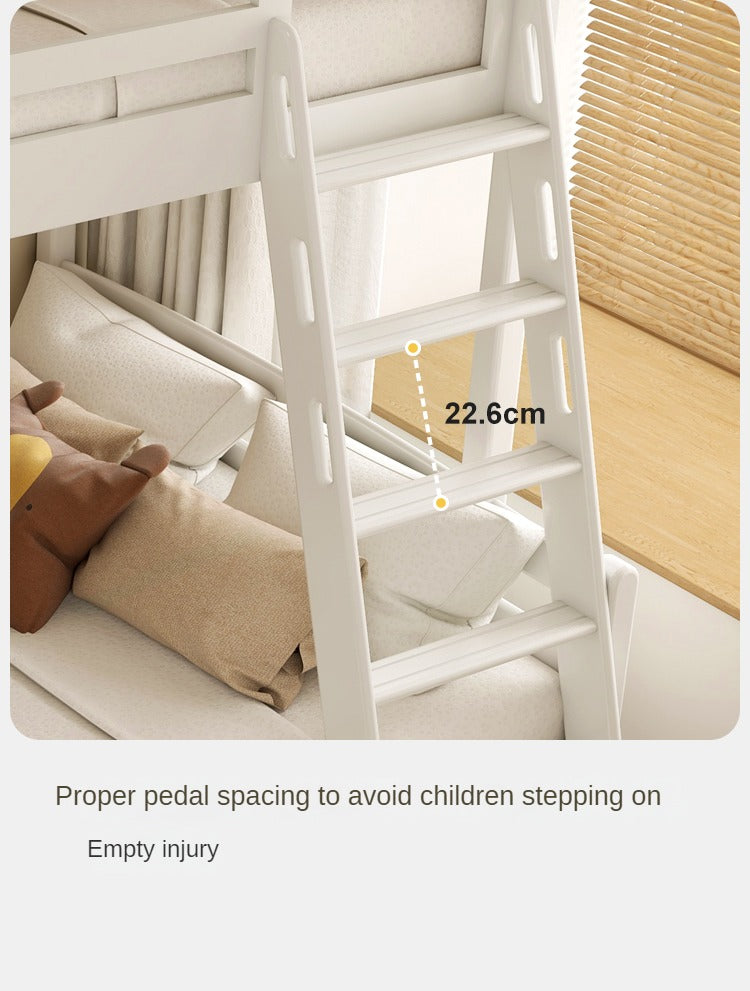 Solid Wood Beech & Birch White Detachable Bunk Bed for Kids - Perfect for Small Bedrooms, Guest Rooms & Space-Saving Kids' Rooms