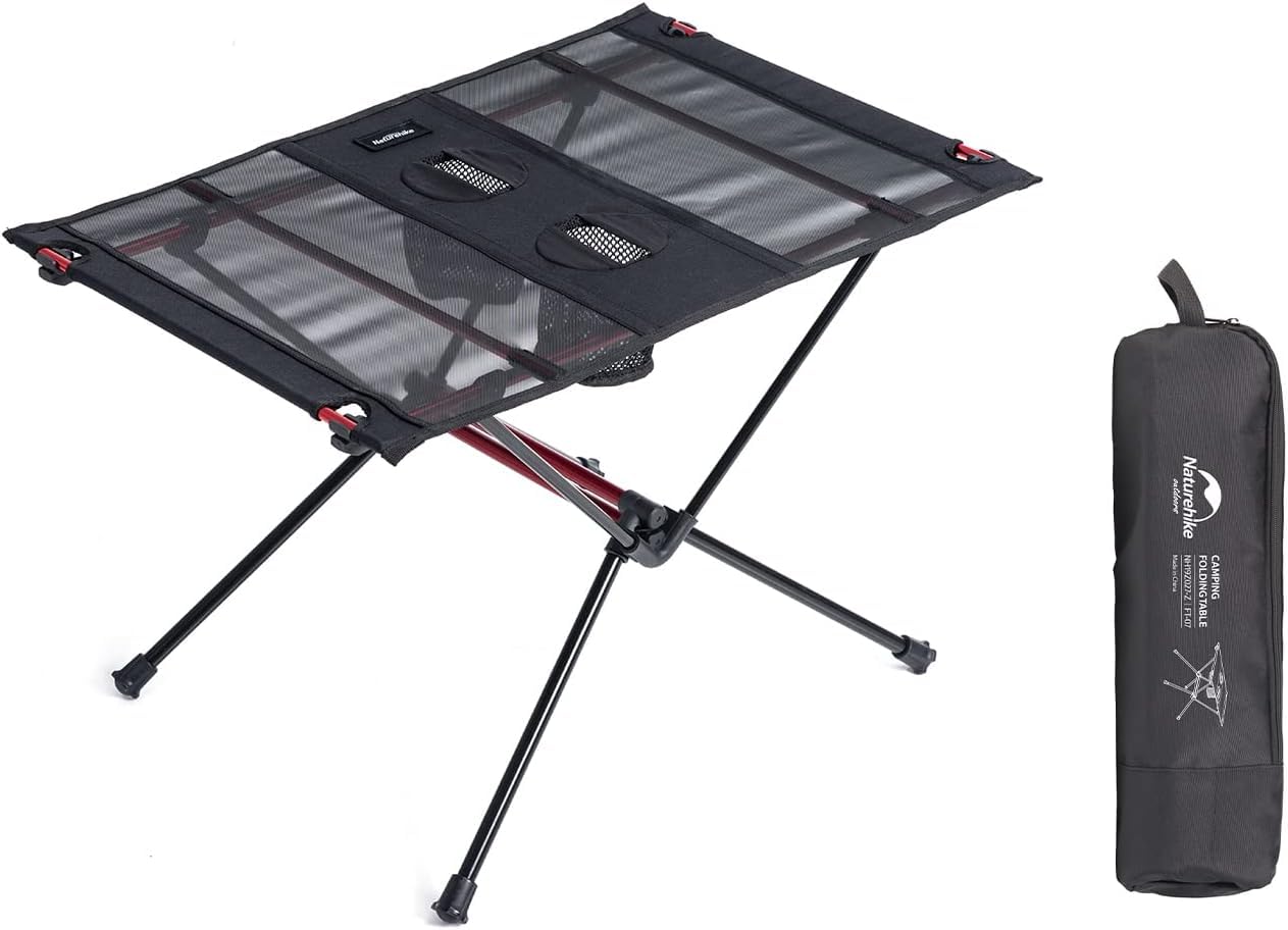 Naturehike Ultralight Folding Camping Table - Portable Aluminum Alloy Picnic Table for Outdoor, Beach, Hiking & Backpacking - Perfect for Camping, BBQ, Fishing & Travel (Dark)