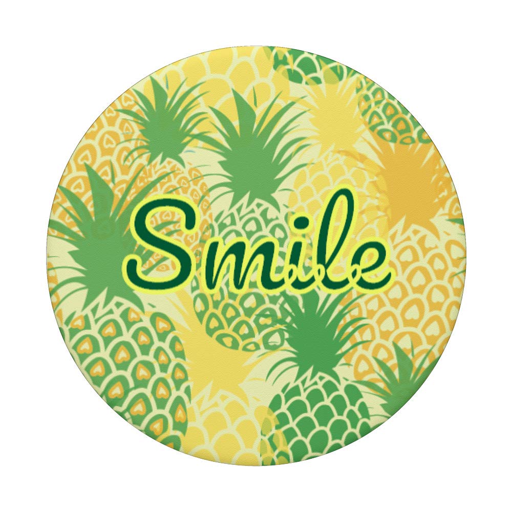 Vibrant Yellow & Green Pineapple Pattern Smile Tropical PopSockets Swappable PopGrip - Perfect for Phones, Tablets & Laptops - Fun Summer Accessory for Beach Vacations & Pool Parties