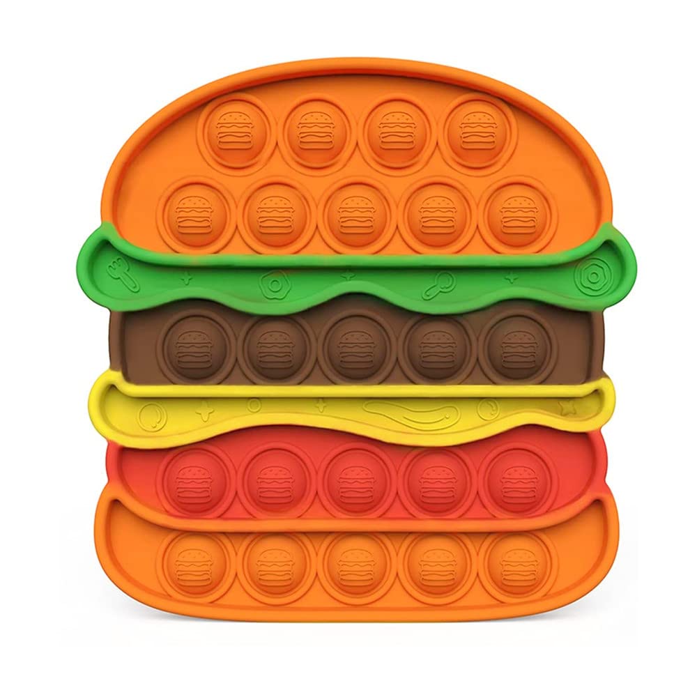 Pop Fidget Toys - Stress Relief Sensory Popping Bubble Squeeze Toys for Kids & Adults - Fun Anxiety Relief & Focus Tool for Office, School, Travel - Cute Hamburger Design