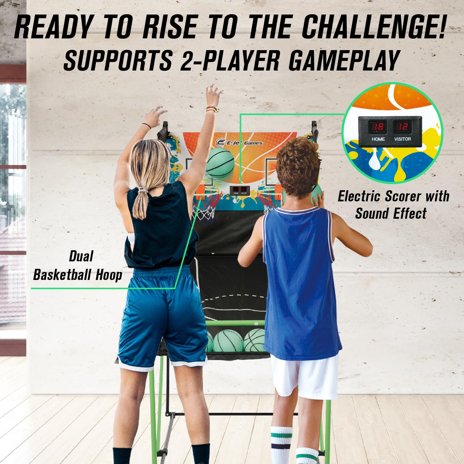 Glow in The Dark Basketball Arcade Game - LED Light Up Foldable Basketball Hoop for Kids Ages 3-10 | Perfect Birthday & Christmas Gift for Boys, Girls, Children & Grandkids | Indoor & Outdoor Sports Fun for Parties, Playrooms & Backyards