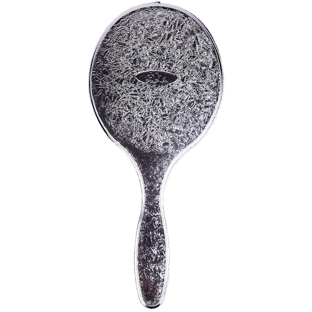 GLAN Designer Silver Small Hand Mirror for Makeup, Travel, Girls & Women - Perfect for Home Vanity, Travel Cosmetics & Gift Giving