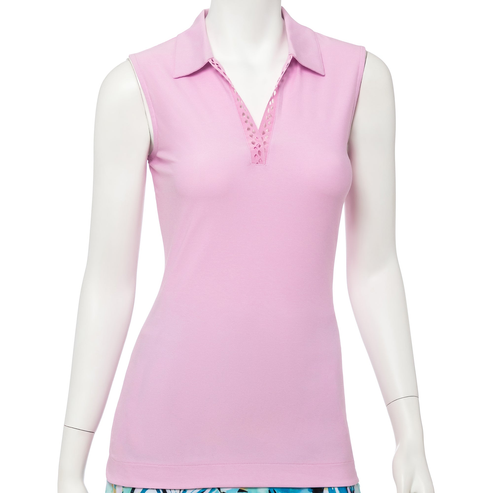 EP NY Bora Bora Snakeskin Laser Trim Women's Sleeveless Golf Polo Shirt - Breathable Moisture-Wicking Performance Top for Golf, Tennis & Outdoor Sports