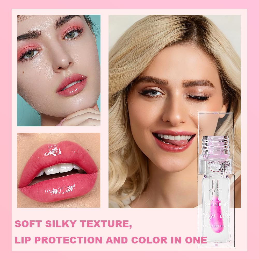 Magic Color Changing Lip Oil - Hydrating Warm Tint Lip Gloss with Big Brush, Long Lasting Shimmery Finish for Moisturized Lips | Perfect for Daily Wear, Date Nights & Special Occasions