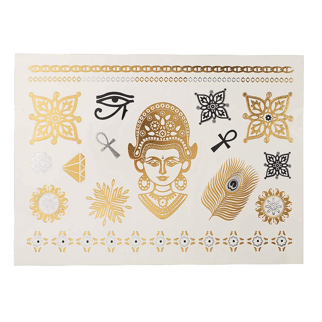 3D Temporary Tattoo Stickers - Golden & Silver Metallic Butterfly, Swan & Peacock Designs (21x15cm) for Parties, Festivals & Body Art | Waterproof & Long Lasting | S.A.V.I Brand