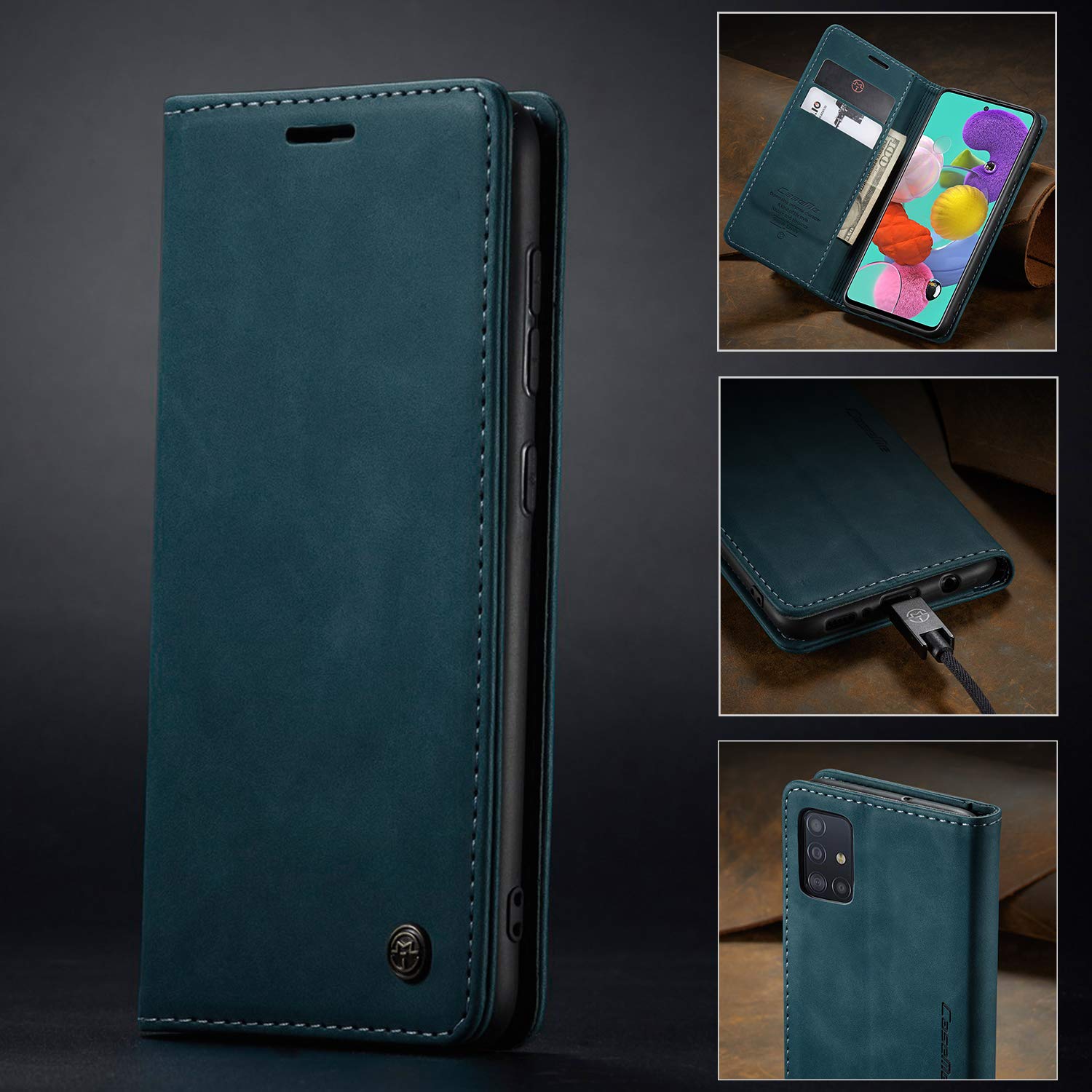 Samsung Galaxy A51 Wallet Case with Magnetic Stand - Book Style Leather Flip Cover with Card Slots & Kickstand - Protective Phone Case for Samsung Galaxy A51 6.5 Inch (Blue) - Perfect for Work, Travel & Daily Use