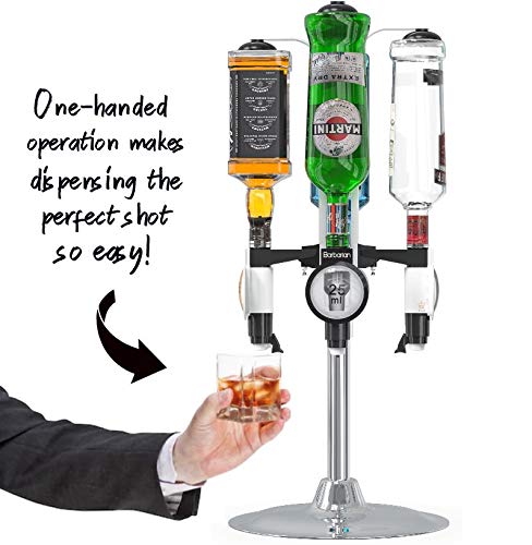 Barbarian 4/6 Bottle Rotary Liquor Dispenser with Shot Measure Bracket - Premium Home Bar Accessory for Whiskey, Wine & Spirits | Perfect for Man Cave, Home Bars & Entertaining Guests
