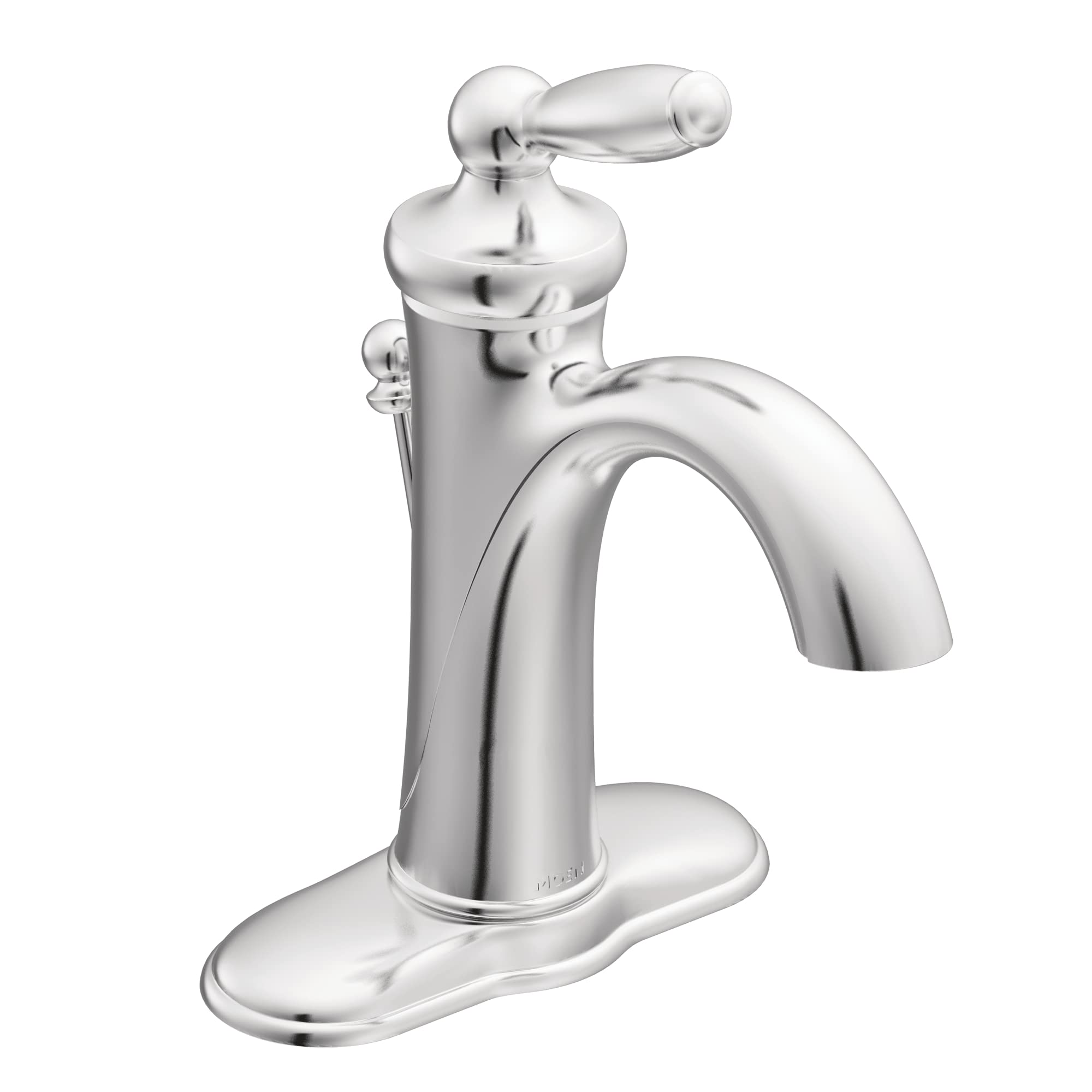 Moen Brantford Chrome One-Handle Traditional Bathroom Sink Faucet with Optional Deckplate & Vessel Sink Extension Kit (Model 6600) - Perfect for Modern Bathroom Renovations and Vessel Sink Installations