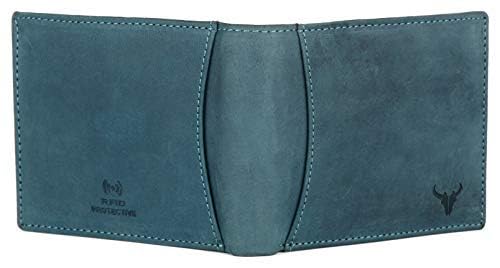 Premium Men's Genuine Leather Wallet (Blue) - RFID Blocking Bifold Wallet for Travel & Everyday Use - Durable Slim Wallet with Multiple Card Slots & Cash Pocket - Perfect Gift for Men