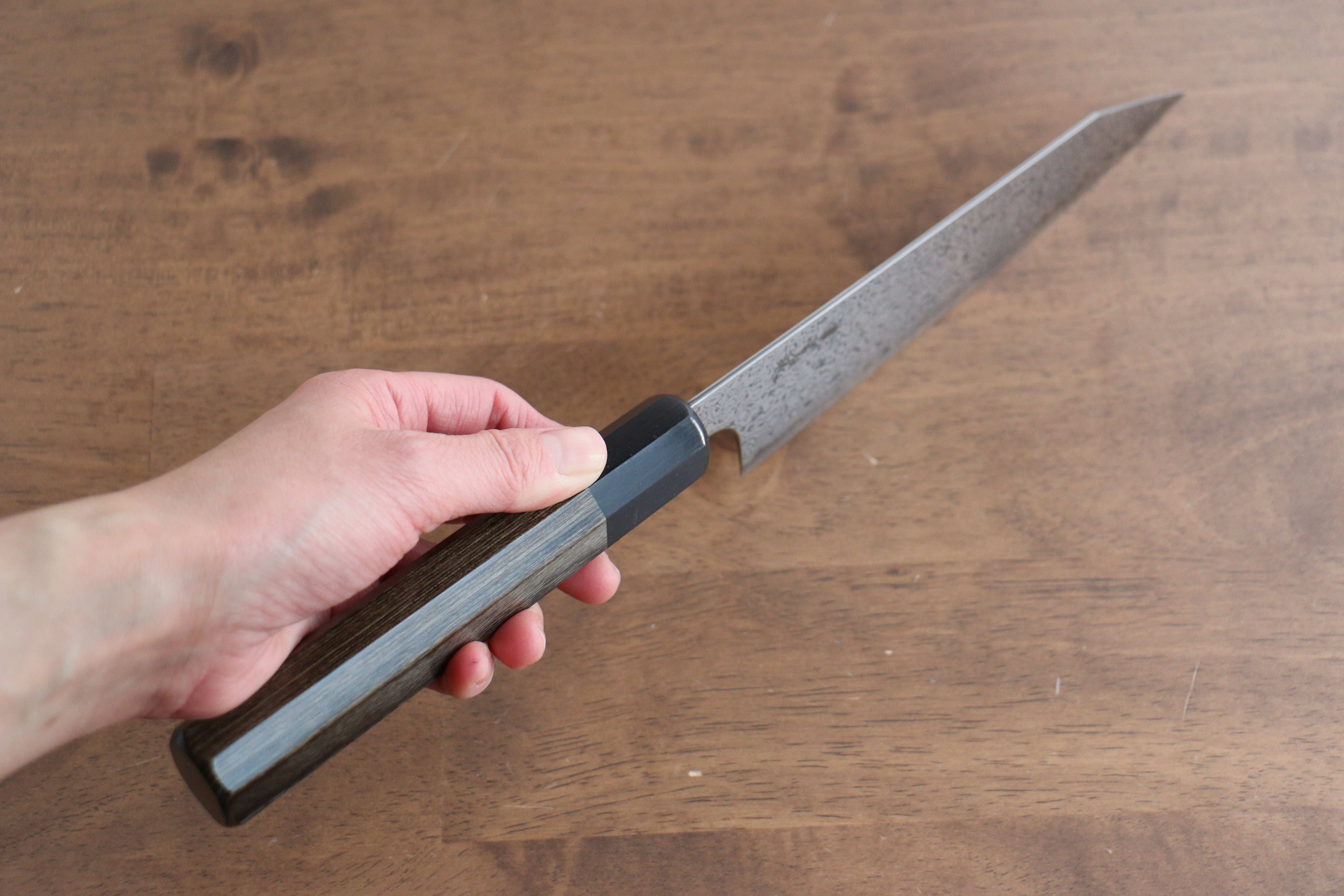 Premium Kanjyo VG10 Damascus Kiritsuke Santoku Knife 180mm - Gray Pakkawood Handle - Japanese Kitchen Knife for Slicing, Dicing & Chopping Vegetables, Meat & Fish - Perfect for Home Chefs & Professional Kitchens