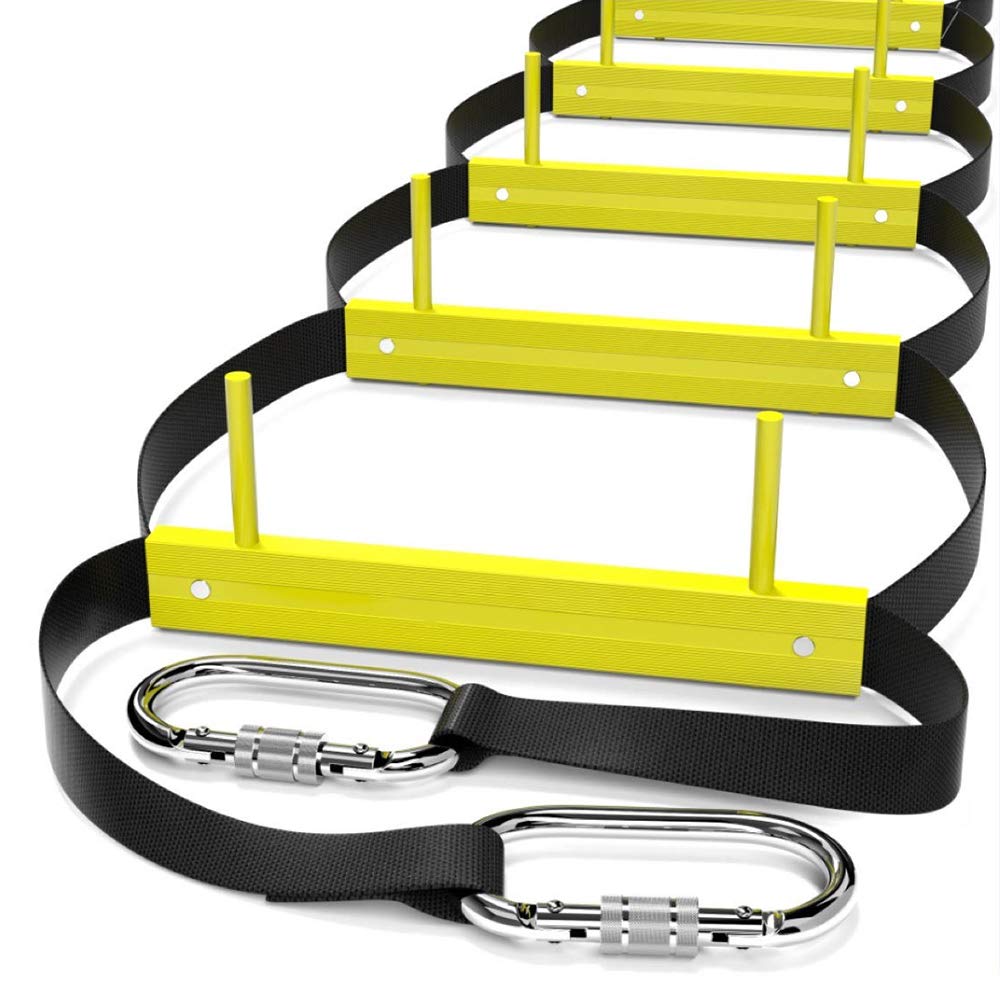 13ft Wall Mounted Fire Escape Ladder for 2 Story Homes - Emergency Fire Ladder with Aluminum Box, Snap Hooks & 2 Mounting Anchors - Perfect for Bedroom Window Safety & Quick Evacuation