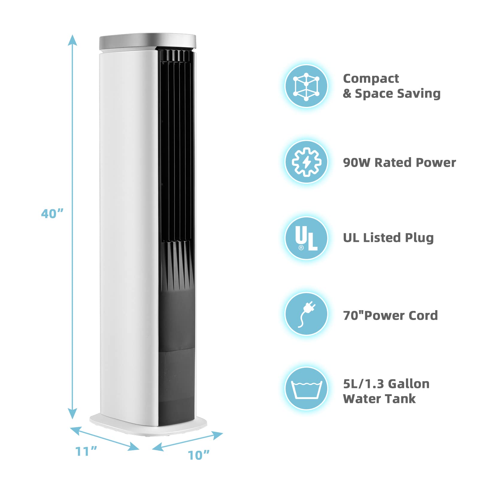 PETSITE Portable Air Conditioner for Windowless Rooms - 3-in-1 Evaporative Cooler with Remote Control, 4 Speed Settings, 7H Timer & 4 Ice Packs - Personal Bladeless Tower Fan & Swamp Cooler for Home, Office, Bedroom - Perfect for Summer Cooling, Small Spaces & Energy-Efficient Climate Control